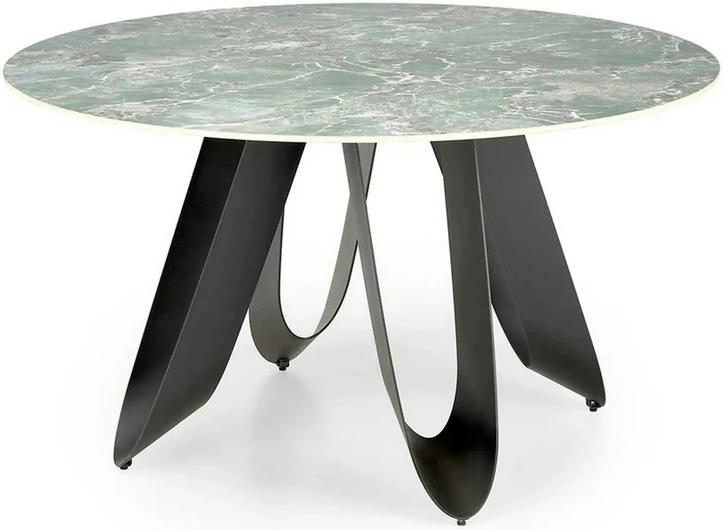 Masa GIOVANI, verde/negru, ceramica/metal, 135x135x76 cm