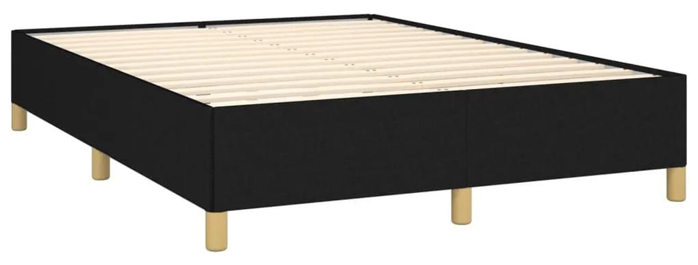 Pat box spring cu saltea, negru, 140x190 cm, textil Negru, 140 x 190 cm, Benzi orizontale