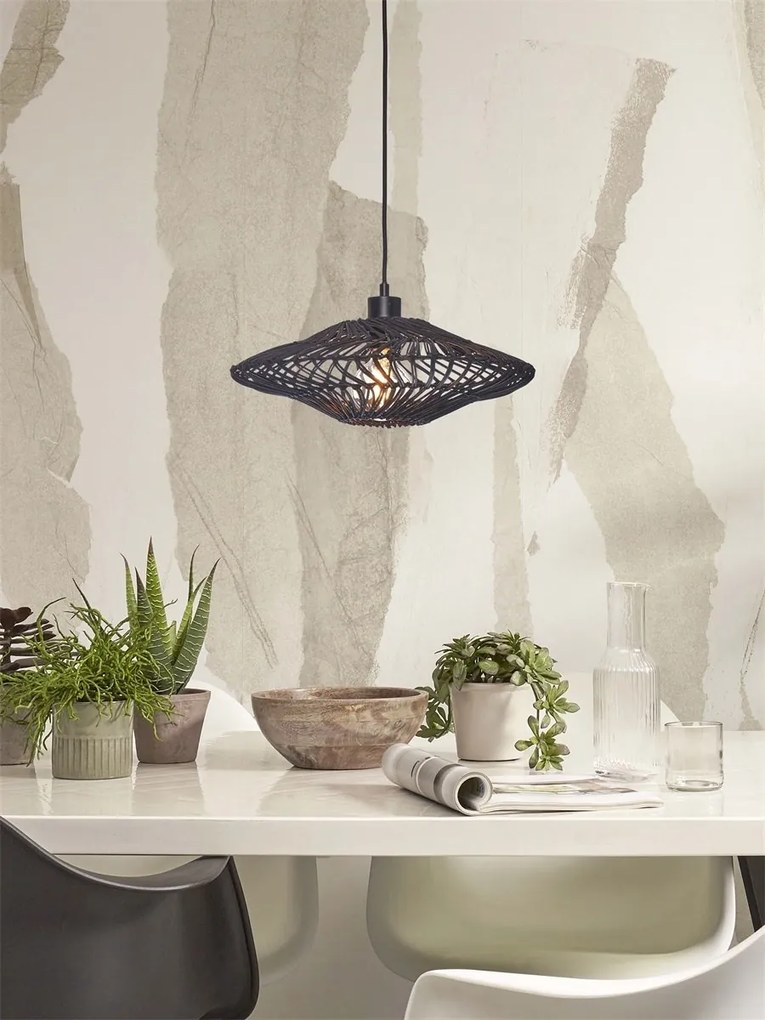 Lustra/Pendul eco din ratan Zanzibar flat 40cm S, bl