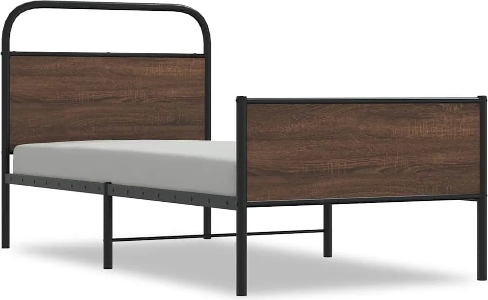 vidaXL Cadru de pat fără saltea stejar maro 90x200 cm Lemn prelucrat