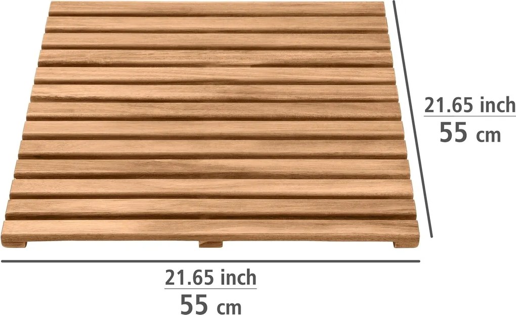 Covoras de baie, Wenko, Duckboard, 55 x 55 cm, lemn de salcam, maro