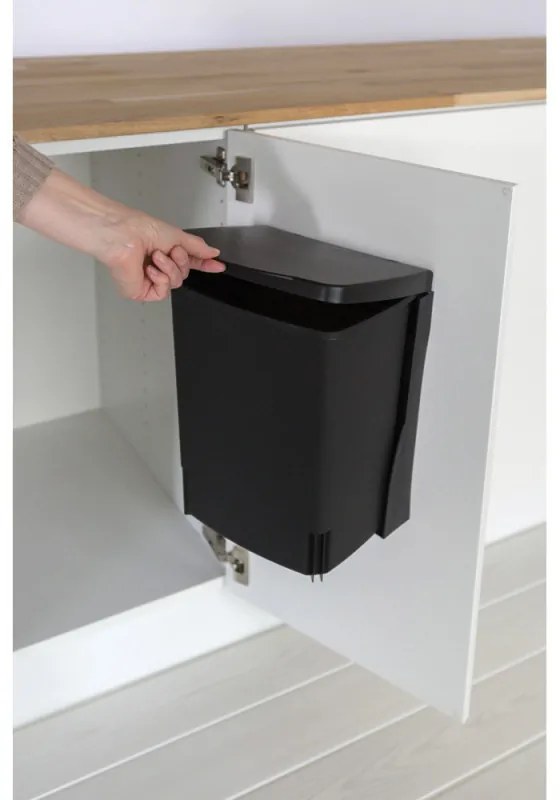 Cos de gunoi incorporabil Brabantia 647043, 10 L, Deschidere larga, Curatare usoara, Negru