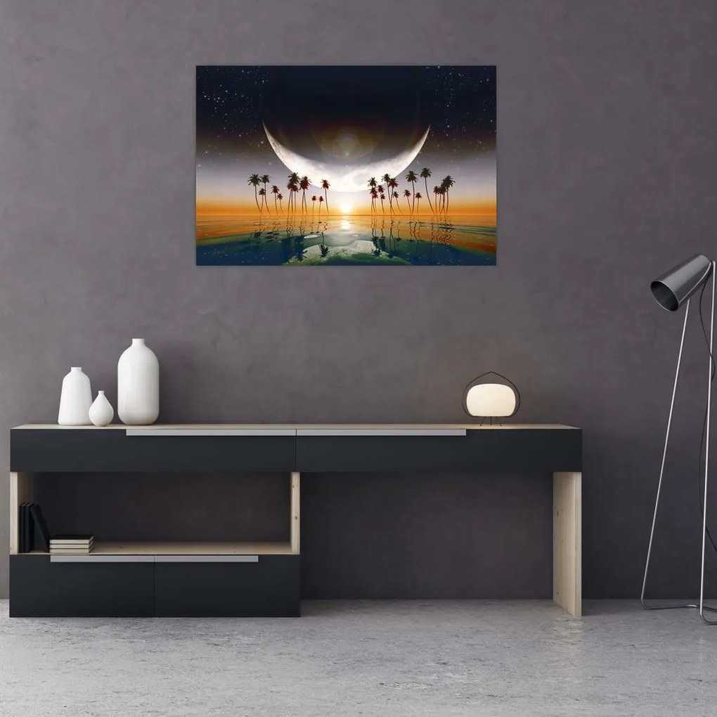 Tablou- Luna deasupra palmierilor (90x60 cm)