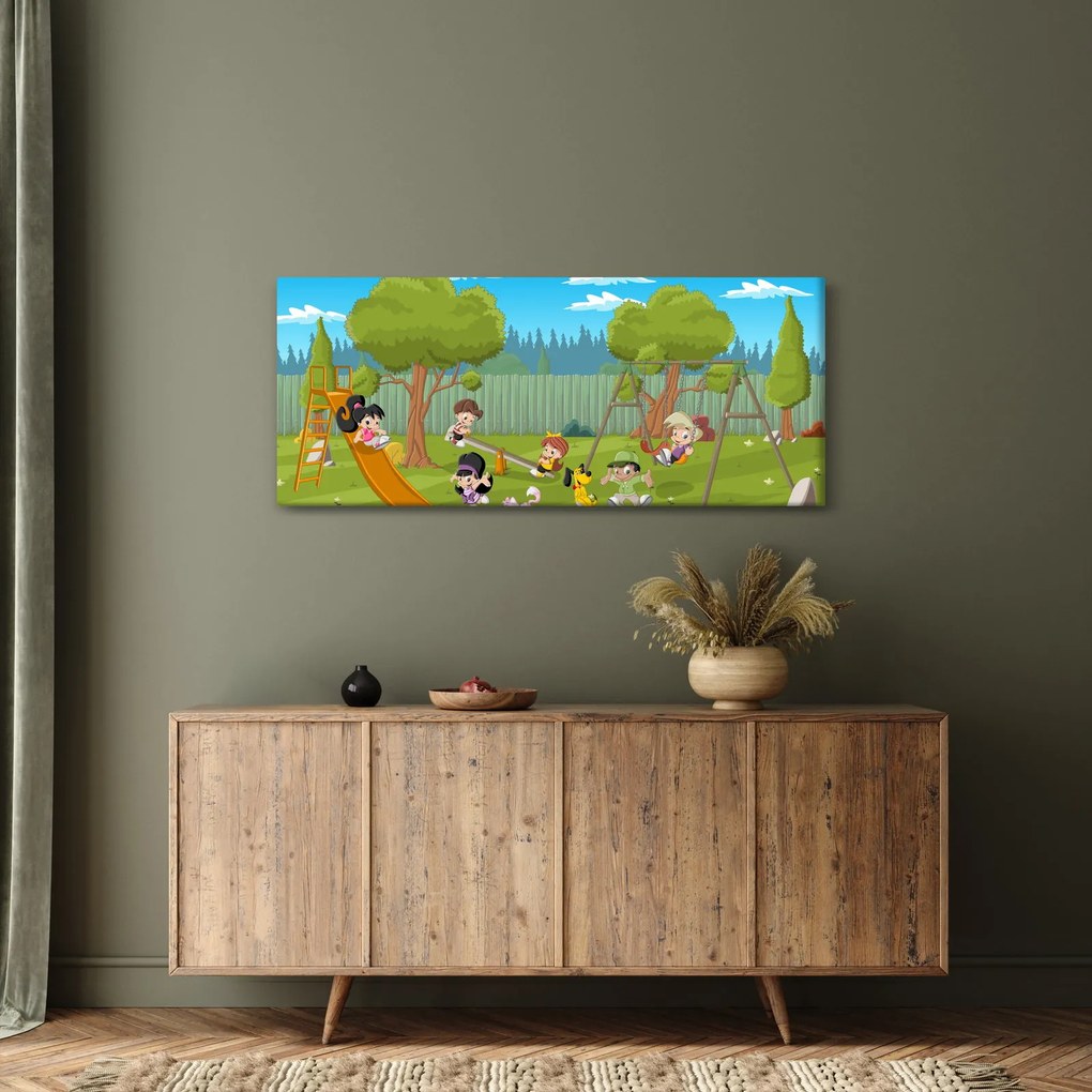 Tablou - Copii la locul de joacă (120x50 cm)