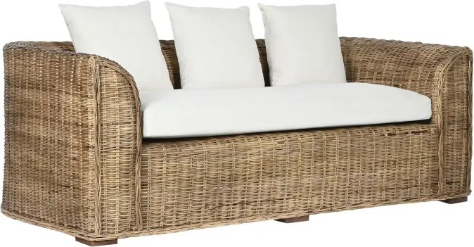 Canapea de exterior 3 locuri din rattan natural cu perne incluse, „Isla”