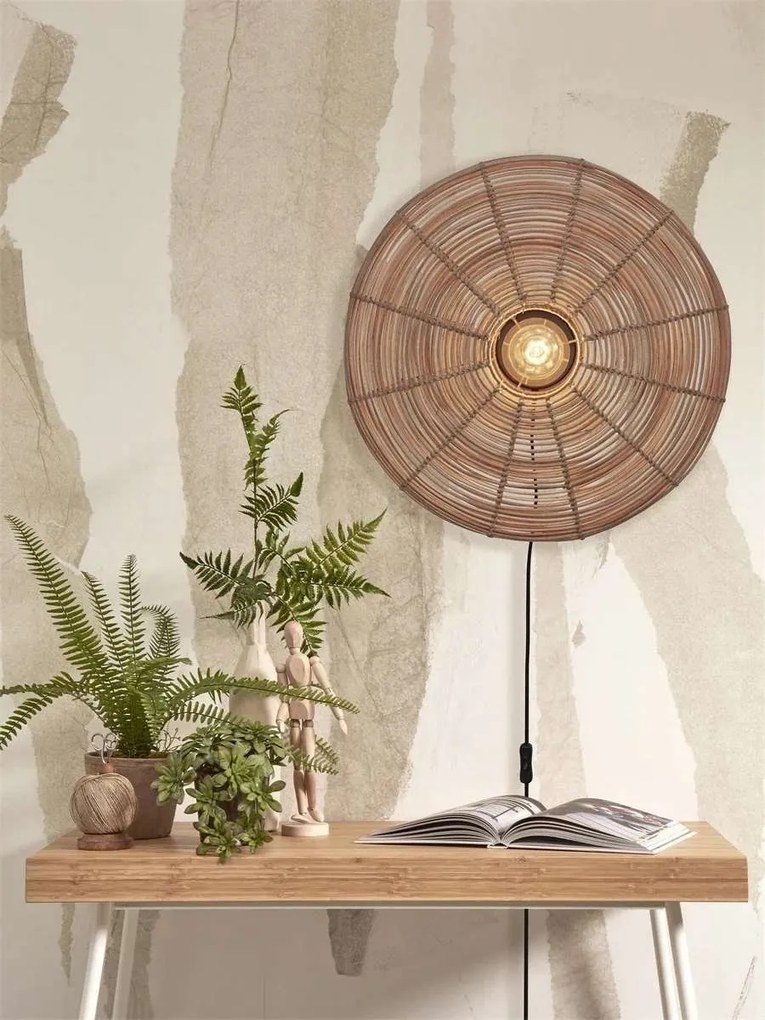 Aplica de perete eco din ratan Tanami disc L, nat
