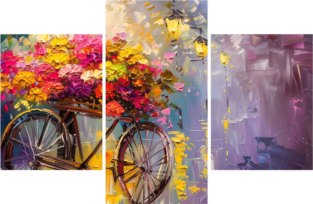 Tablou - Roată cu flori (90x60 cm)