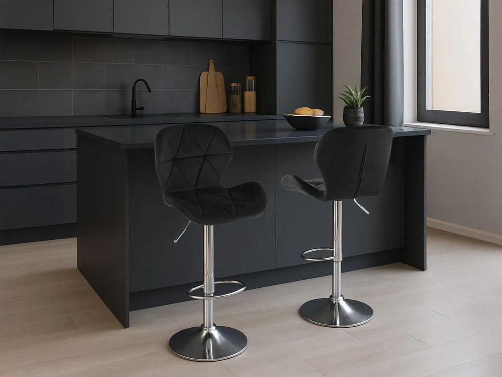 Scaun de bar WEST VELVET, neagra
