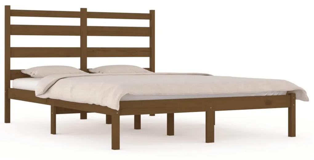 3103671 vidaXL Cadru de pat, maro miere, 200x200 cm, lemn masiv de pin