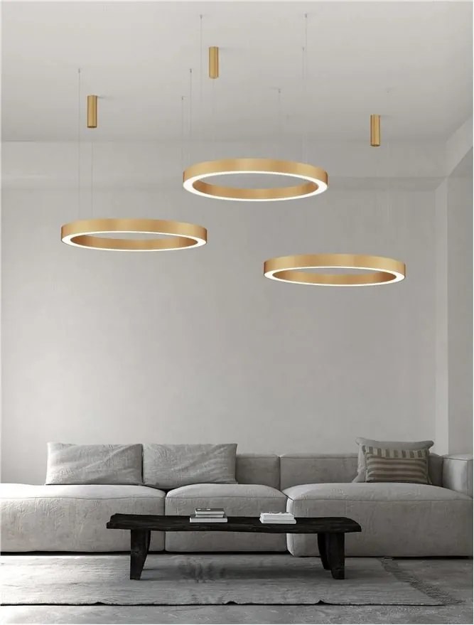 Pendul LED dimabil design modern MORBIDO alama auriu 100cm