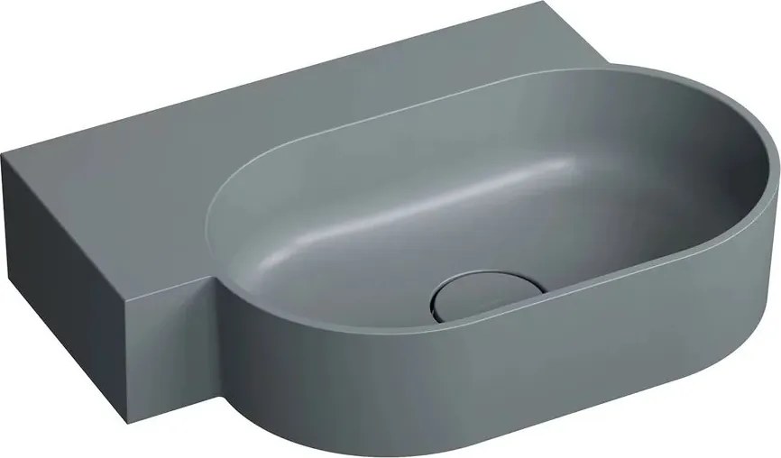 Lavoar suspendat Omnires Ovo M+ finisaj gri cenusa mat 55.5 cm stanga