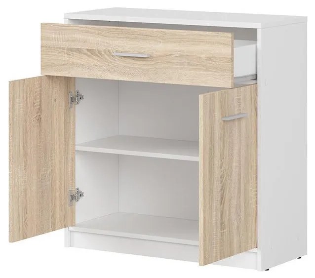 Comodă Nepo Plus 5 (alb + stejar sonoma) . 1098290