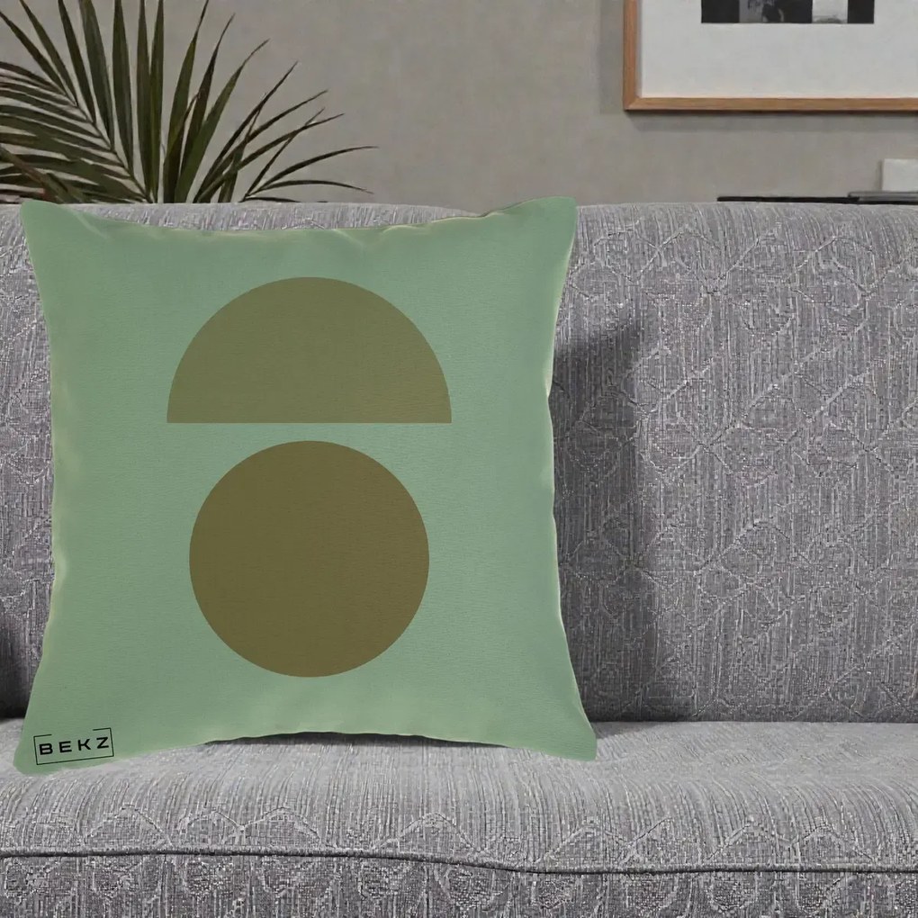 Perna Decorativa Geometric Minimalist Auriu, 40x40 cm, Verde, Husa Detasabila, Perna Inclusa, BEKZ®