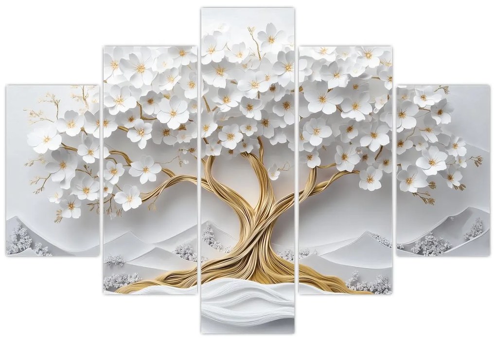 Tablou – Arborele vieții 3D plin de flori (150x105 cm)