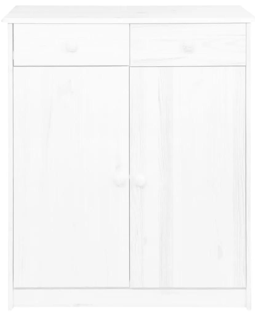 337034 vidaXL Servantă cu 2 sertare, alb, 78x35x89 cm, lemn masiv de pin