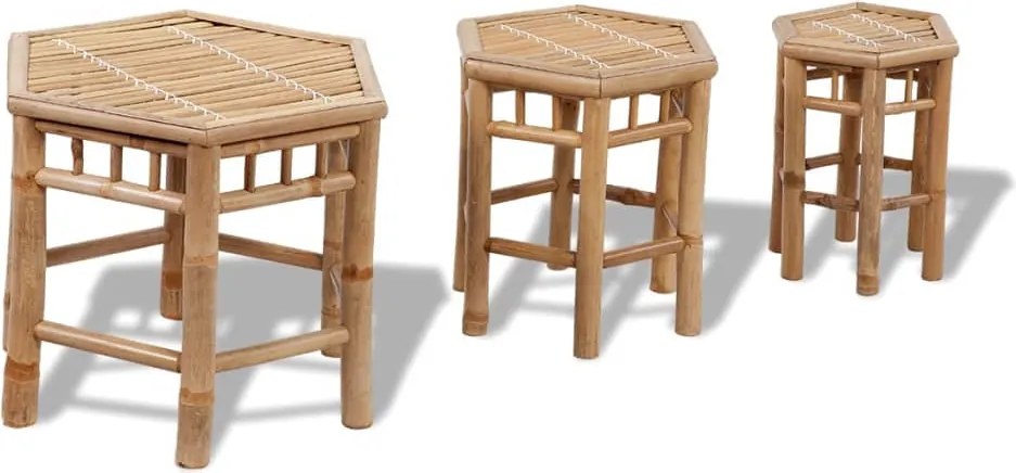 vidaXL Taburete de grădină, 3 buc., bambus