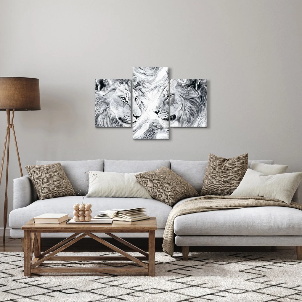Tablou - Capete de lei desenate (90x60 cm)