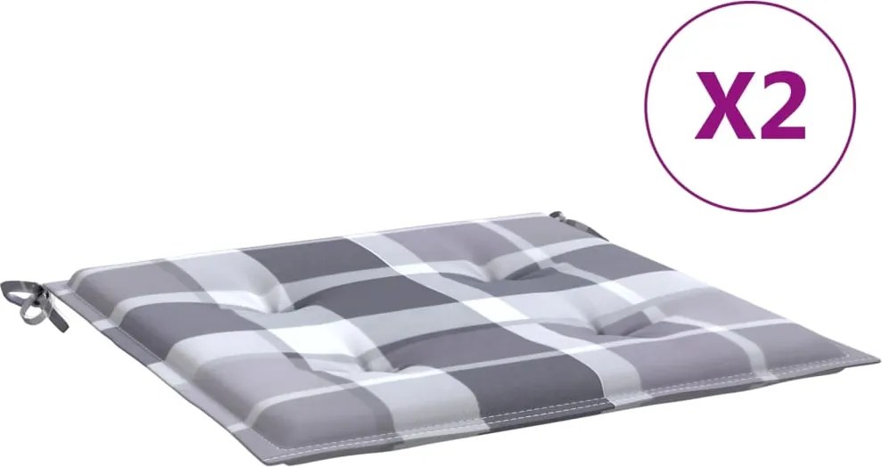 vidaXL Perne de scaun, carouri gri, 2 buc., 40x40x4 cm, textil Oxford