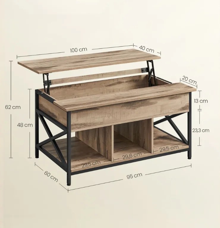 Masuta de cafea TAYLOR SONOMA cu blat extensibil 100x60 cm