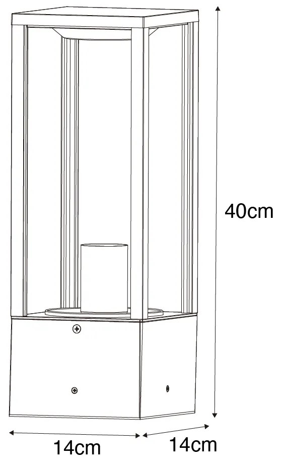 Lampă de exterior cu picior neagră cu sticlă striată 40 cm IP44 - Charlois