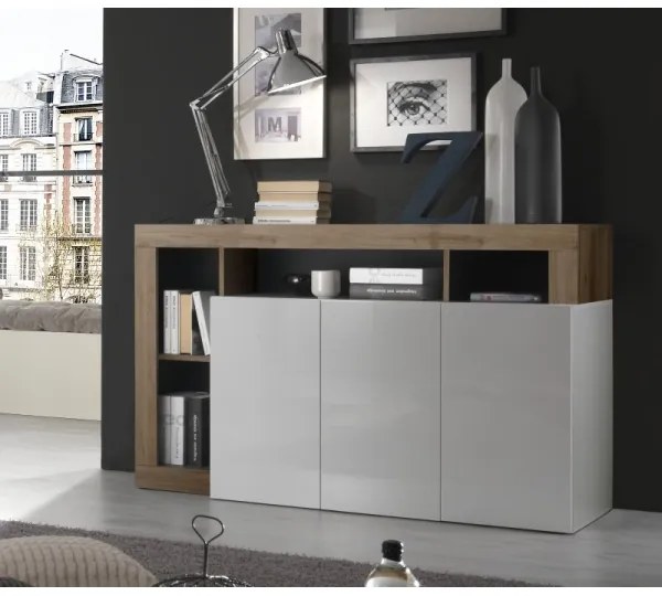 Comodă LENOR alb/stejar