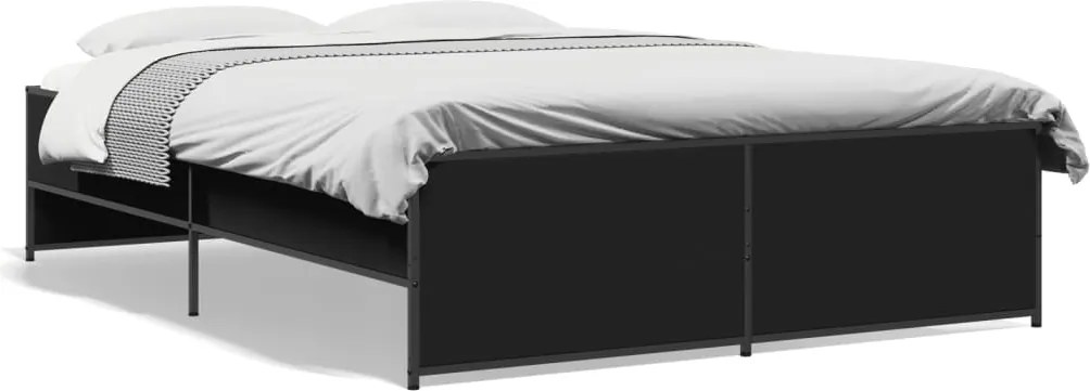 vidaXL Cadru de pat, negru, 120x200 cm, lemn prelucrat și metal