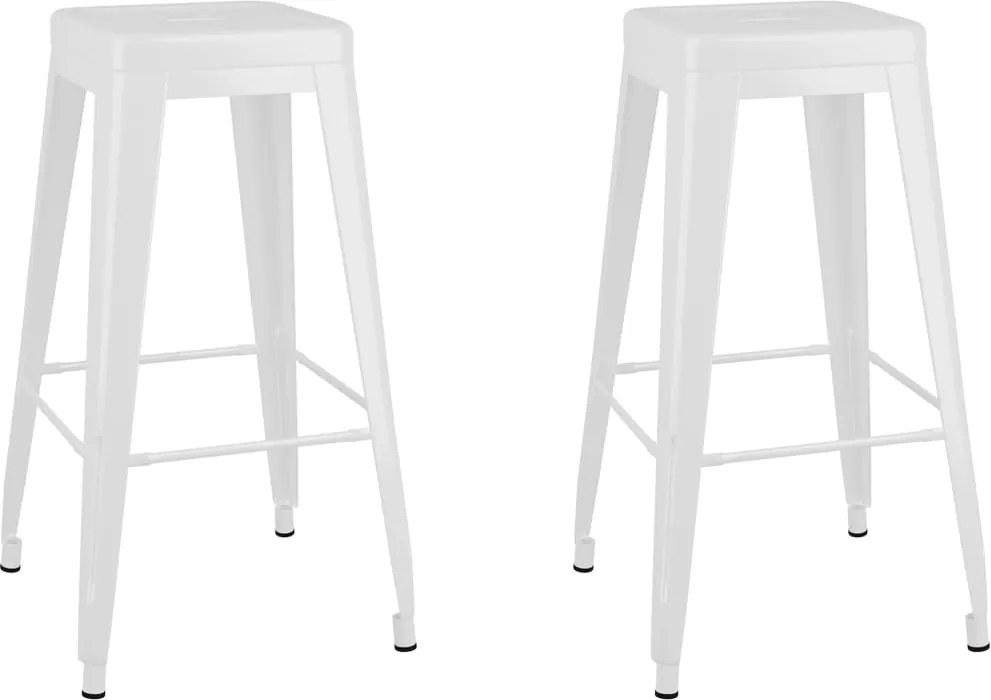 vidaXL Scaune de bar stivuibile, 2 buc., alb, metal