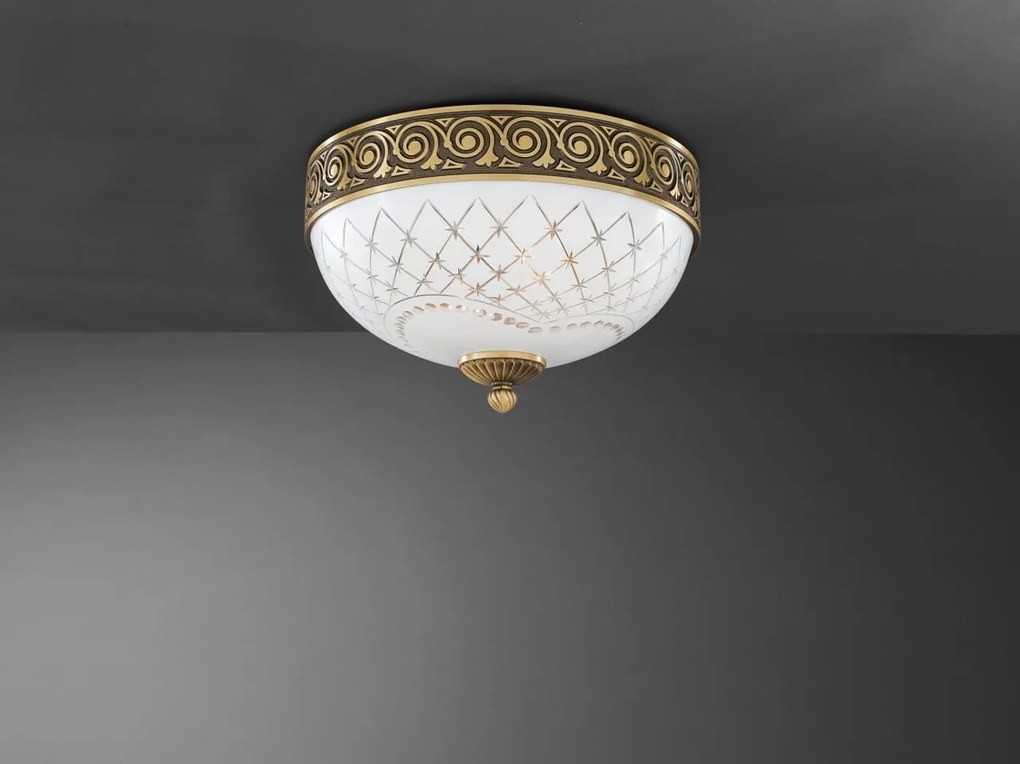 Plafoniera clasic design italian din alama, sticla 7002 RA-PL. 7002/2