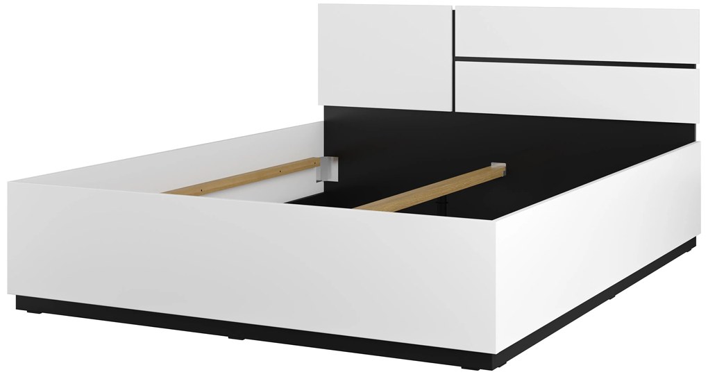 Pat matrimonial 160 cm Crossroad S31 (alb + negru). 1118238
