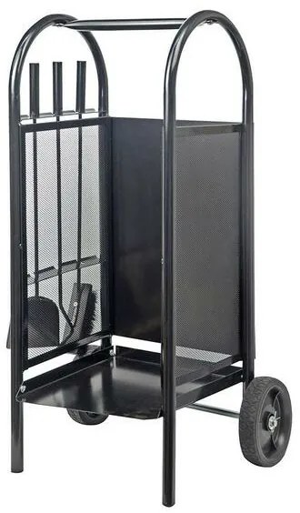 Coș de șemineu/cărucior cu unelte 82,5 cm, oțelset de 3 piese