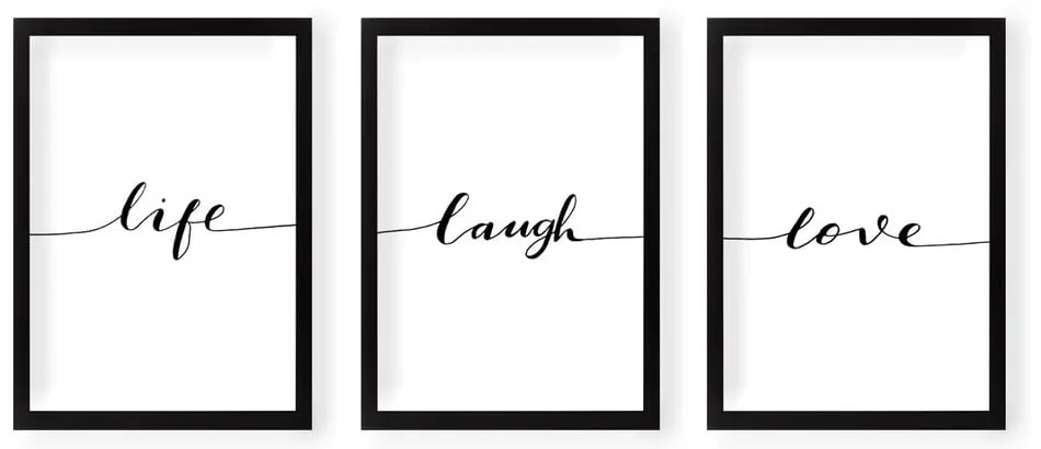 Set 3 tablouri Tablo Center Life Laugh Love