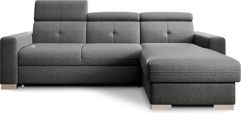 Colțar gri extensibil/cu spațiu de depozitare (cu colț pe partea dreaptă/cu șezlong) Fresia – ELTAP