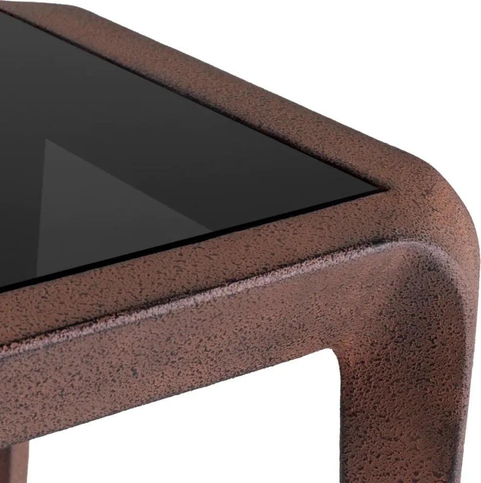 Masuta laterala LUX, Aluminiu Reciclat, Sticla Neagra, Quentin