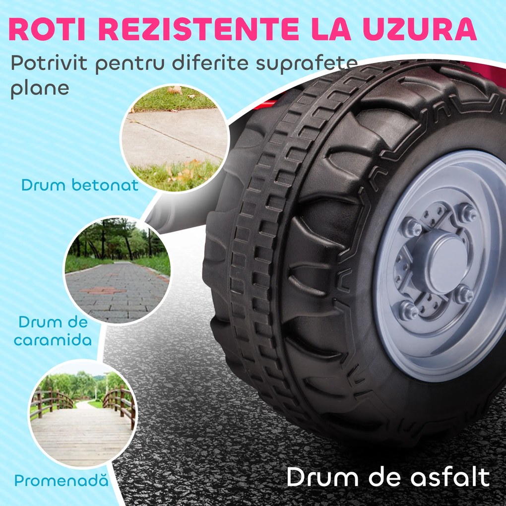 AIYAPLAY ATV Electric, Mini Motocicletă pentru Copii 18-36 Luni cu Lumini LED, Claxon și Pedale, 65,5x38,5x43,5 cm, Roz | Aosom Romania