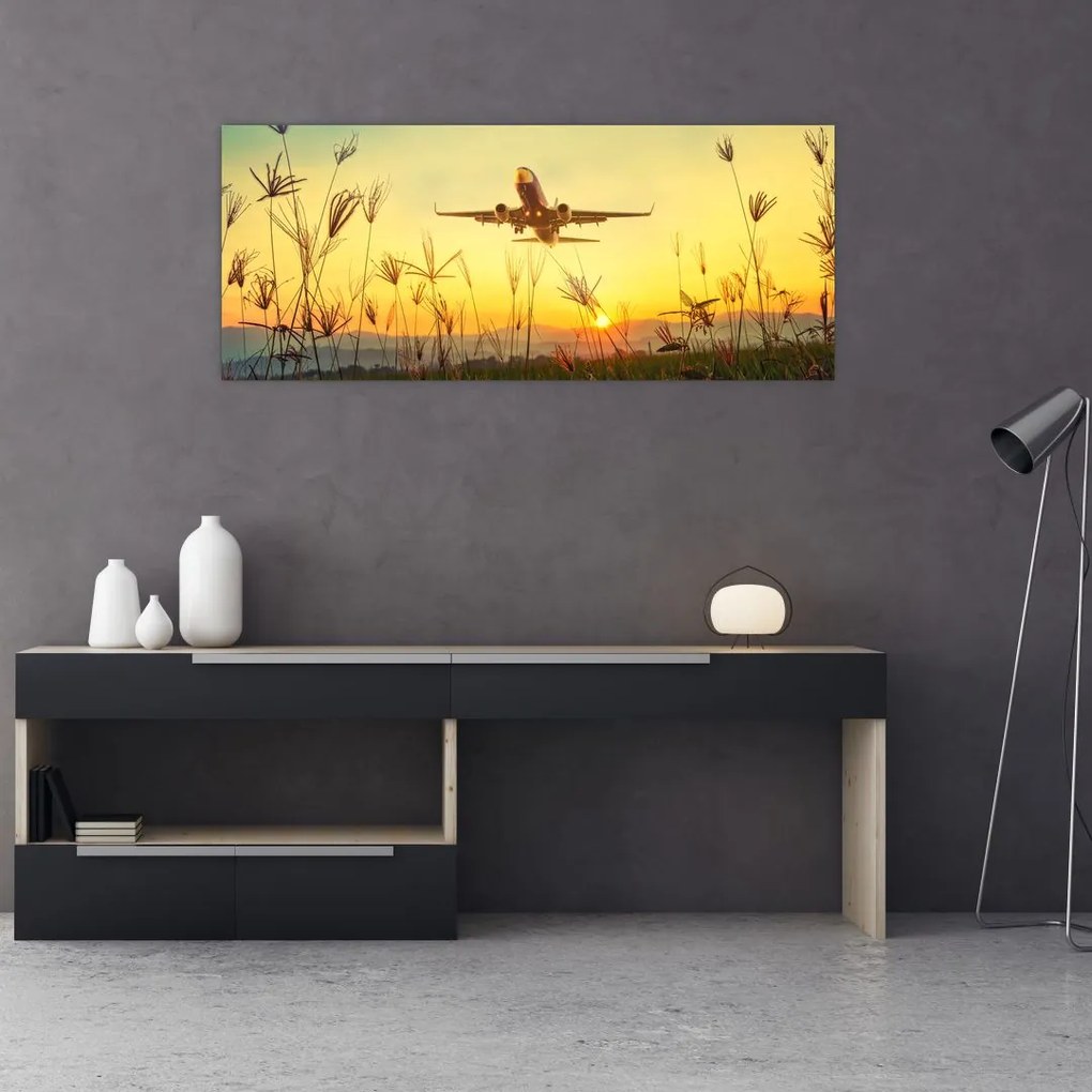 Tablou cu avionul ridicându-se spre zbor (120x50 cm)