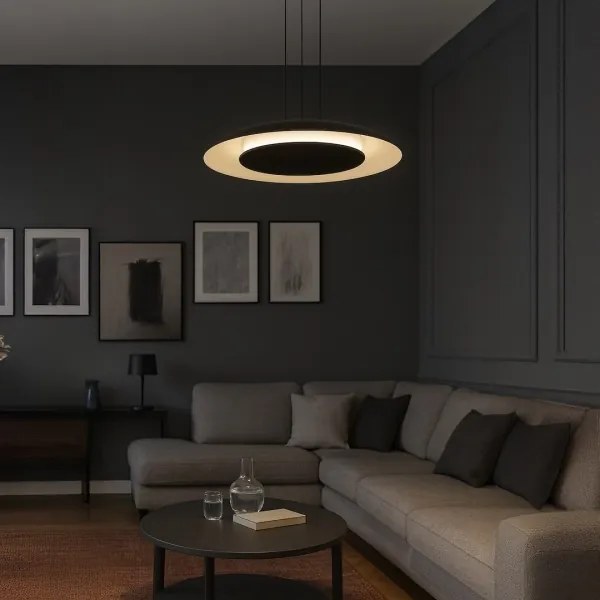 Lustră LED suspendată pe cablu PIATTINO, 30 W, 230 V, 2700/3200/4000 K, Ø 40 cm, negru