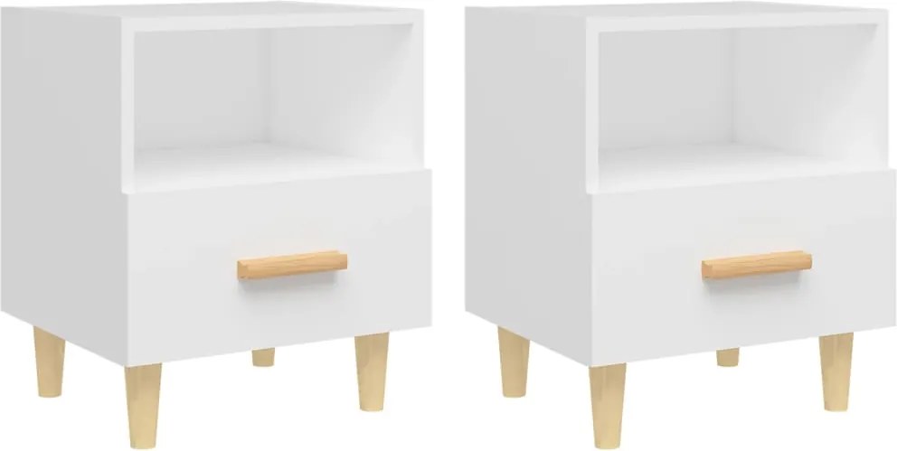 vidaXL Noptiere, 2 buc., alb, 40x35x47 cm