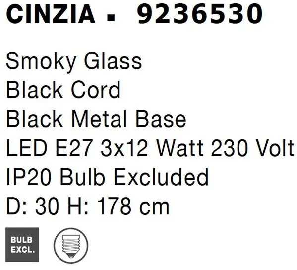 Lustra cu 3 pendule design modern CINZIA fumuriu