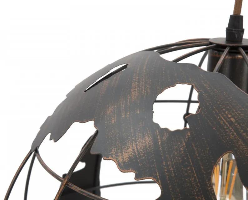 Pendul negru/aramiu din metal, Soclu E14 Max 20W, ∅ 40 cm, World Industry Mauro Ferretti