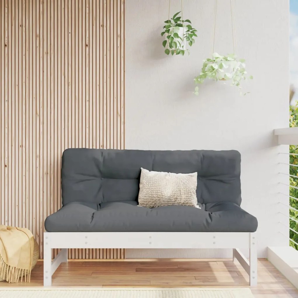 vidaXL Canapea de mijloc de grădină, alb, 120x80 cm, lemn masiv pin
