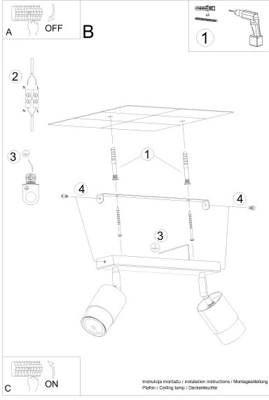 Spot NERO 2xGU10/40W/230V negru/crom lucios Sollux SL.1065