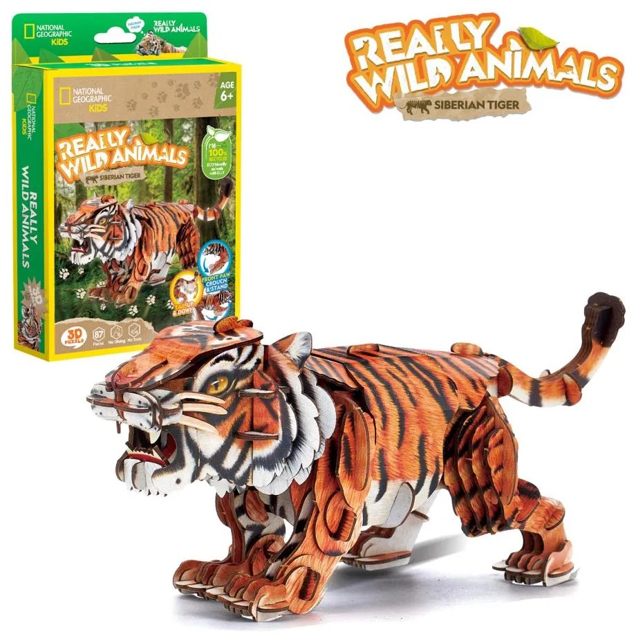 NATIONAL GEOGRAPHIC ANIMALE SALBATICE PUZZLE 3D TIGRU SIBERIAN 87 PIESE - CUBIC FUN (CUDS1071h)