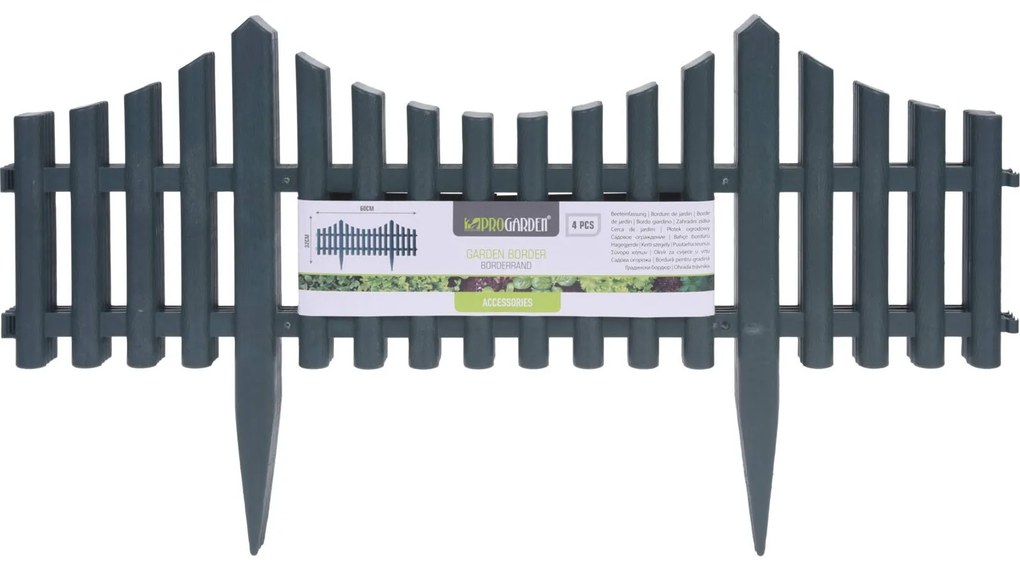 Palisadă de grădină, plastic, 4 buc.
