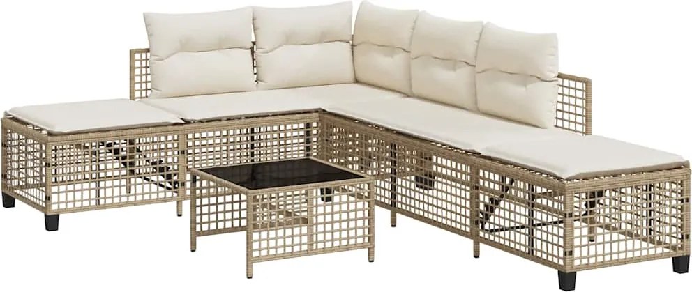 vidaXL Set mobilier colțar de grădină cu perne 3 piese bej poliratan