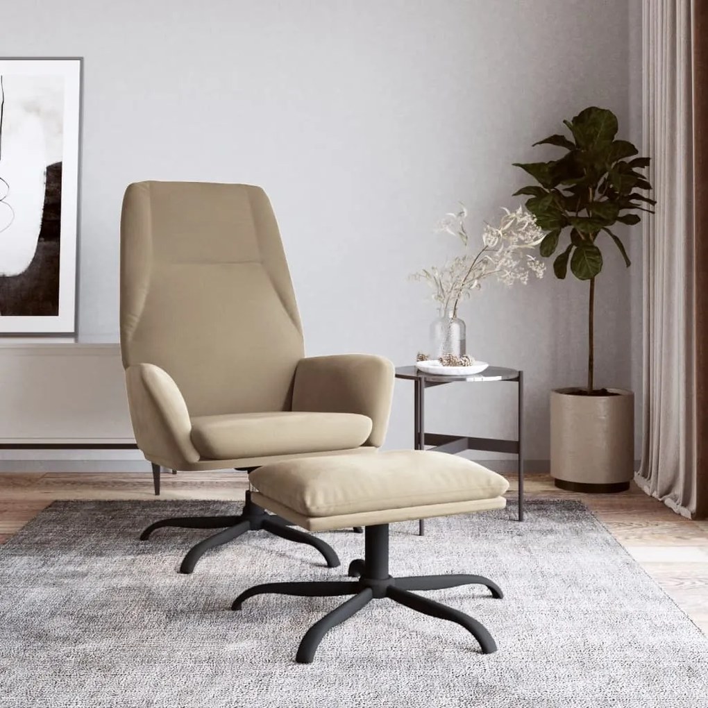3097861 vidaXL Scaun de relaxare cu taburet, gri deschis, microfibră
