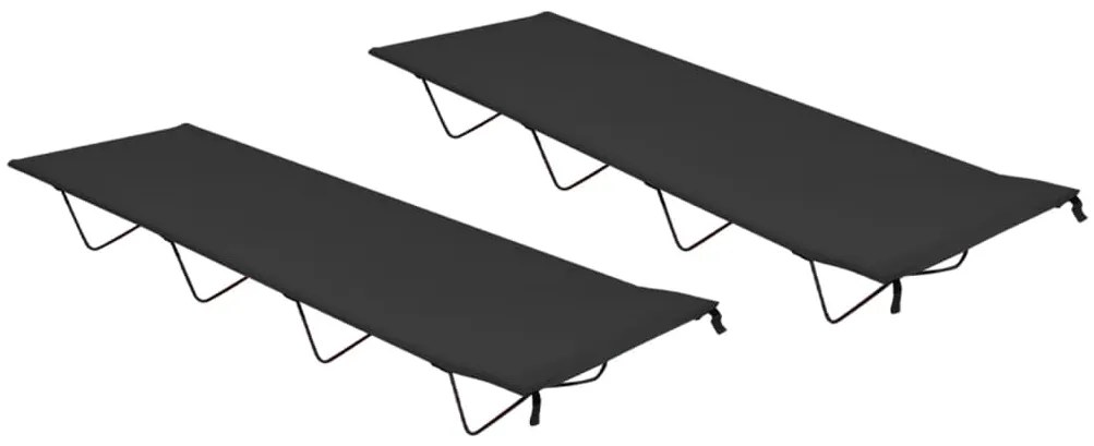 vidaXL Paturi camping 2 buc. negru, 180x60x19 cm țesătură oxford&amp;oțel