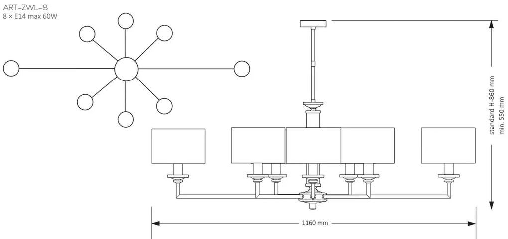 Candelabru modern realizat manual Artu 8L