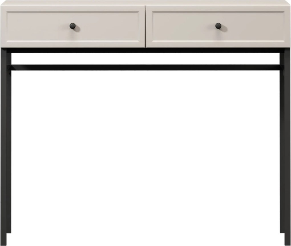 Consolă / măsuță toaletă Lorini 100 cm cu sertare - cașmir / mânere negre / cadru