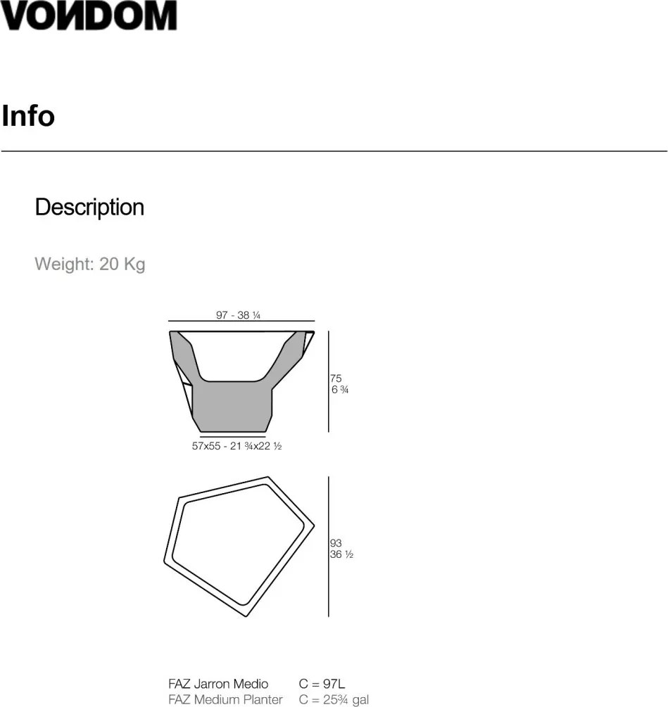 Ghiveci plante design decorativ modern exterior/interior FAZ POT 97x93x75cm