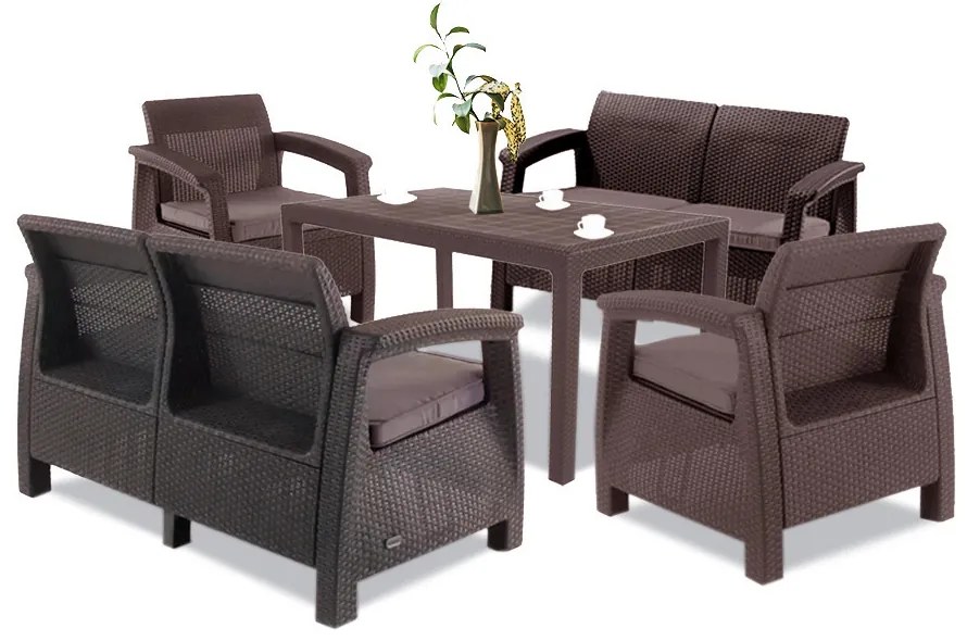 Set mobilier de grădină Corfu Duo cu masă Melody maro